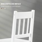 Conjunto de 2 Cadeiras de Sala de Jantar com Encosto de Ripas Estrutura de Madeira de Pinho 41x46,5x85,5 cm Branco
