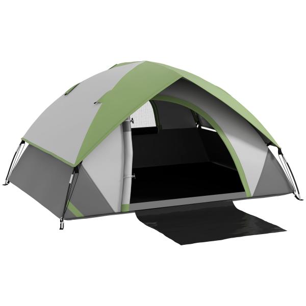 Tenda de Campismo Dobrável para 1 - 2 Pessoas com Janela e Bolsa de Transporte Impermeável 3000 mm 210x110x150 cm Verde