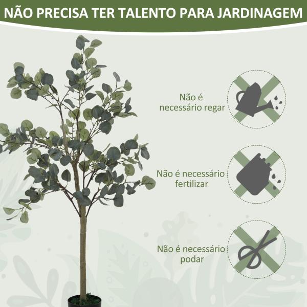 Eucalipto Artificial 150 cm Planta Artificial Decorativa Grande Árvore Artificial de Interior com 230 Folhas Verde