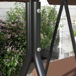 Baloiço de Jardim de 3 Lugares com Almofada Toldo Ajustável e Estrutura de Aço para Balcão Terraço 172x110x153 cm Marróm