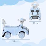Carro Andador para Bebés de 18 - 36 Meses Carro Andador com Volante Buzina e Sistema Anti - Tombo 53x25x35 cm Azul Claro