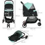 Carrinho para Cães Dobrável para Cães Pequenos com Cesta de Armazenamento Janela de Malha Capa para Chuva 80,5x51,5x100 cm Verde