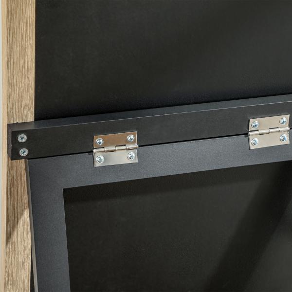 Espelho de Pé 37x157 cm Espelho de Corpo Inteiro com Estrutura de MDF e Suporte Branco e Madeira Clara