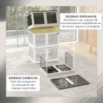 Caixa de Armazenamento Empilhável com Tampa 69L Caixa Organizadora Dobrável com Rodas 60x42x34 cm Branco