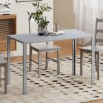 Mesa de Refeição de Cristal Mesa Retangular para 4 - 6 pessoas com Pés de Metal Multifuncional 120x60x75 cm Cinza