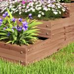 Floreira de Madeira Elevada de 4 Níveis com Desenho em Escada para Cultivos Plantas e Flores 113x113x46 cm Castanho Escuro
