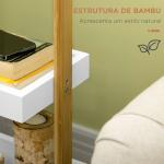 Carrinho de Casa de Banho de Bambu com Rodas e 3 Cestos de Armazenamento 28x18x75 cm Branco e Madeira