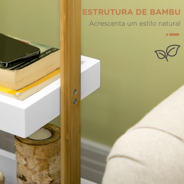 Carrinho de Casa de Banho de Bambu com Rodas e 3 Cestos de Armazenamento 28x18x75 cm Branco e Madeira