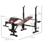 Banco de Pesos Multifuncional Banco de Musculação com Encosto Ajustável Suporte de Barras para Fitness Treinamento Completo 175x139x127cm Preto