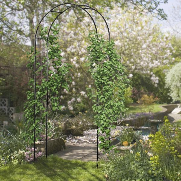 Arco de Jardim de Metal Arco Decorativo com Desenho de Treliça para Plantas Trepadeiras para Decoração 114x30x230 cm Preto