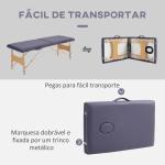 Marquesa de Massagem Dobrável com Estrutura de Madeira Altura Regulável e Bolsa de Transporte 186x60x61 - 87 cm Roxo
