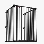 Barreira para Cães de Aço Barreira de Segurança para Animais de Estimação Dobrável de 3 Painéis Duplo Fechamento 206x90 cm Preto