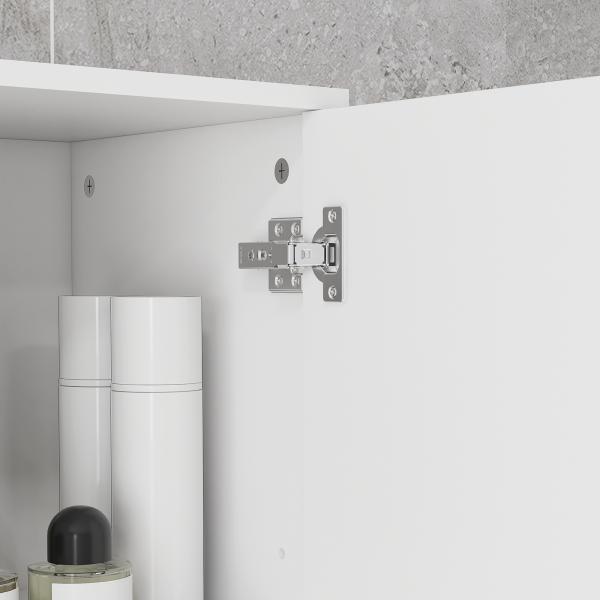 Coluna Casa de Banho Moderna com 1 Gaveta 3 Prateleiras Ajustáveis e 2 Armários Móvel Auxiliar de para Casa de Banho 30x30x180 cm Branco