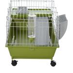 Gaiola para Pequenos Animais com Rodas, Bebedouro, Comedouro e Dispensador de Feno, para Coelhos e Porquinhos - da - Índia, 89x44x43 cm, Verde