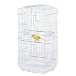 Gaiola para Passáros Gaiola de Metal com Portas 4 Comedouros 3 Poleiros Baloiço Bandeja Removível e Alça de Transporte para Papagaio Canário Periquito 46,5x35,5x92cm Branco