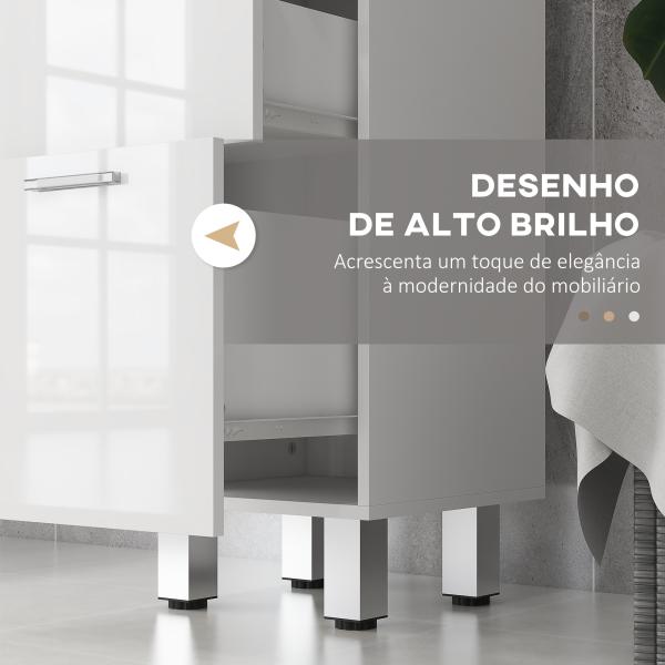 Móvel Auxiliar Casa de Banho Moderno Móvel de Armazenamento Casa de Banho com 4 Gavetas Anti - Tombo 30x30x93 cm Branco