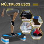 Step para Exercício Aeróbico Plataforma Step com Altura Ajustável em 3 Níveis com Carga Máxima 150kg para Exercício em Academia Casa 80x31x10 - 20cm Azul