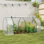 Estufa 200x100x80cm para Jardim Terraço Cultivo de Plantas Estufa com Estrutura de Aço Cobertura PVC Transparente