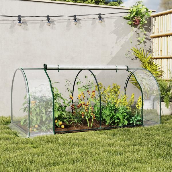 Estufa 200x100x80cm para Jardim Terraço Cultivo de Plantas Estufa com Estrutura de Aço Cobertura PVC Transparente