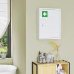 Armário de Parede para Medicamentos de Aço com 3 Prateleiras e 2 Chaves para Casa de Banho 40x15x53,5 cm Branco