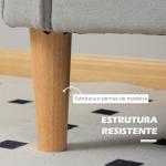 Sofá de 2 Lugares com Espaço de Armazenamento Pés de Madeira Encosto Capitonê 117x62x78 cm Cinzento Claro