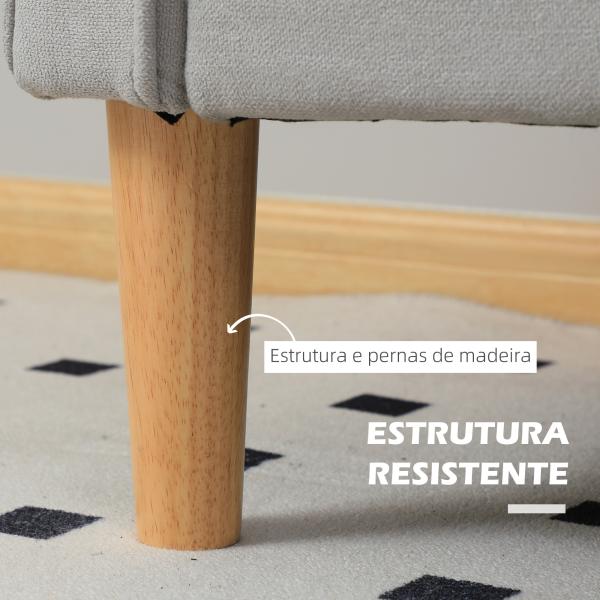 Sofá de 2 Lugares com Espaço de Armazenamento Pés de Madeira Encosto Capitonê 117x62x78 cm Cinzento Claro