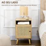 Conjunto de 2 Mesas de Cabeceira com Portas de Vime e Prateleira Aberta Mesa Auxiliar 39x35x60 cm Madeira