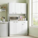 Armário de Cozinha com Prateleira Ajustável para Microondas 101x39x180 cm Branco