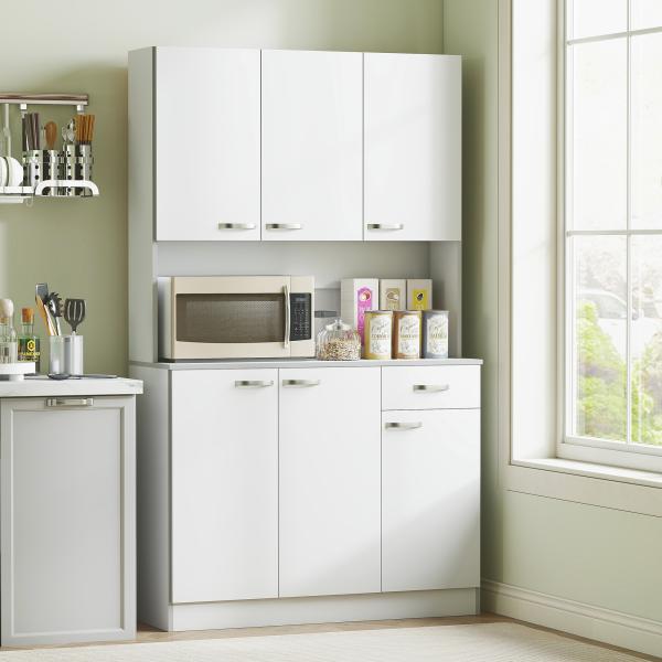 Armário de Cozinha com Prateleira Ajustável para Microondas 101x39x180 cm Branco