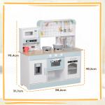 Cozinha de Madeira para Crianças com Sons Lavatório Micro - Ondas Máquina de Gelo e Acessórios 88,6x31,7x90,4 cm Branco