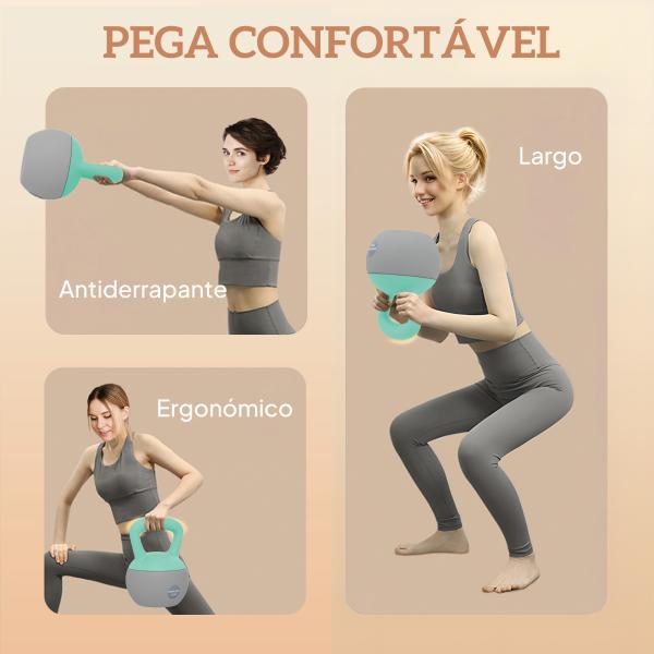 Kettlebell de 12 kg Pesa Russa Preenchida de Areia Metálica e Alça Antiderrapante para Treino em Casa Ginásio Ø21x30 cm Cinzento