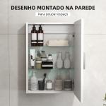 Armário de Casa de Banho Parede com Prateleiras Ajustáveis de Vidro Temperado 40x15x55 cm Branco Brilho