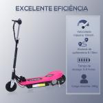 Trotinete Elétrica Dobrável para Crianças e Adolescentes acima de 7 Anos Velocidade de 10km/h Trotinete Elétrica com Guiador Ajustável e Freios Carga Máxima 50kg 78x37x89 - 95cm Rosa