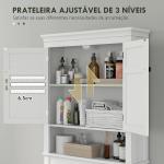 Móvel sobre Sanita Armário para Máquina de Lavar Roupa com 2 Portas Compartimento e Prateleira Ajustável 70x20x175 cm Branco