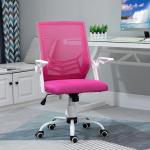 Cadeira de Escritório Ergonômica Giratória com Altura Ajustável Apoio para os Braços Dobrável Suporte Lombar e Encosto Transpirável 62,5x55x94 - 104cm Rosa