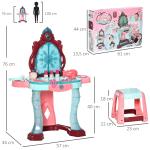 Toucador Infantil com Banco Espelho Luz Música e Secador Inclui 31 Acessórios Toucador de Maquilhagem 57x34x73cm Multicor