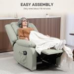 Poltrona Relax Levanta Pessoas com 8 Pontos de Massagem Reclinável com Função de Aquecimento 89x93x105 cm Cinzento Claro