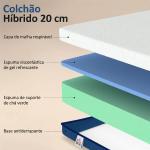 Colchão 190x135 cm Espessura 20 cm Colchão Viscoelástico com Chá Verde Firmeza Média Cama Refrescante com Espuma de Gel