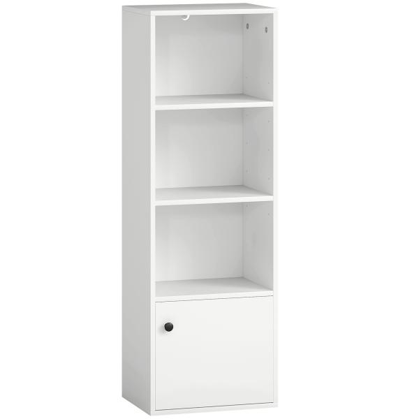 Estante de 4 Níveis Estante para Livros com Prateleiras Ajustáveis e Armário Estante Moderna 40x30x120 cm Branco