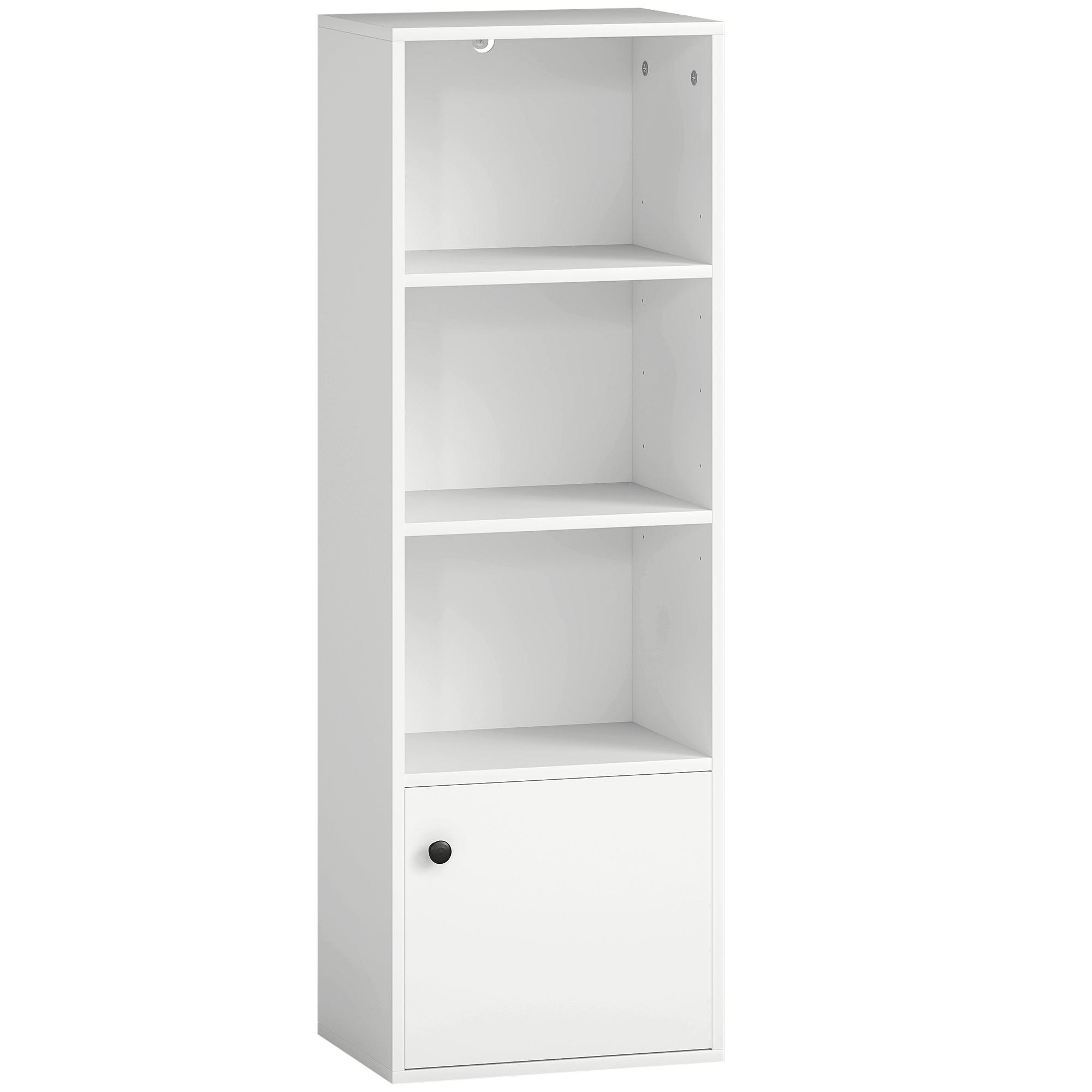 Estante de 4 Níveis Estante para Livros com Prateleiras Ajustáveis e Armário Estante Moderna 40x30x120 cm Branco