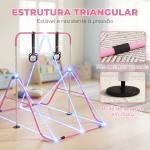 Barra de Ginástica para Crianças com Altura Ajustável em 5 Níveis Anéis e Dobrável 148x105x88 - 128 cm Rosa