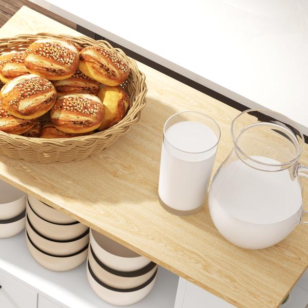 Carrinho de Cozinha com Rodas 2 Portas Prateleira Ajustável e Porta - Especiarias 75x40x80,5 cm Branco e Carvalho