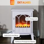 Lareira Elétrica Portátil 1000/2000W com Efeito de Chama Realista e Proteção Contra Superaquecimento 41,5x28x54 cm Branco