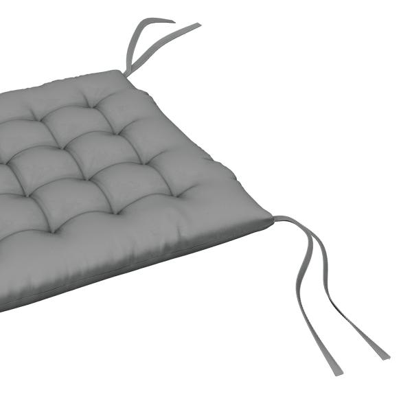 Conjunto de 6 Almofadas para Cadeiras de Jantar 40x40 cm 6 Unidades Almofadas para Cadeiras de Jardim Acolchoadas com Fitas Cinzento