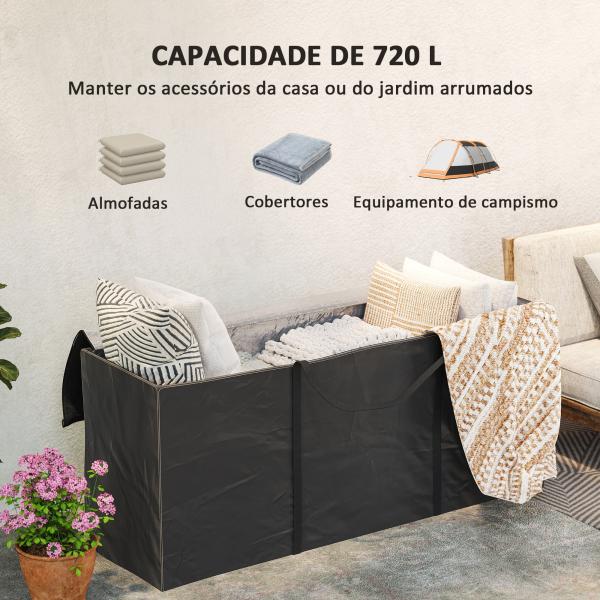 Bolsa de Armazenamento para Almofadas de Jardim Impermeável Bolsa de Arrumação para Árvore de Natal 175x55x75 cm Preto
