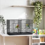 Gaiola para Pássaros com Divisória com Comedouros Poleiros e Bandeja Removível 94x57x57 cm Preto