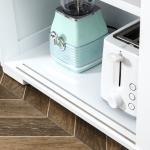 Aparador de Cozinha Moderno Móvel Auxiliar com 2 Portas de Correr de Vidro e Prateleira Ajustável 107x33x62,5 cm Branco