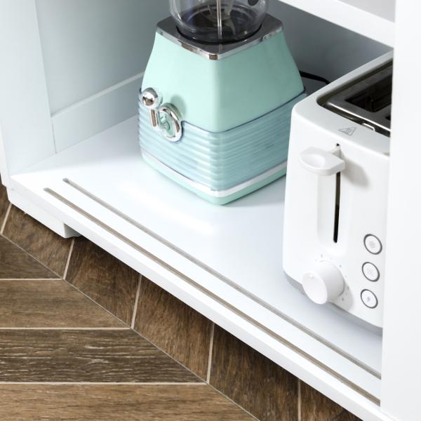 Aparador de Cozinha Moderno Móvel Auxiliar com 2 Portas de Correr de Vidro e Prateleira Ajustável 107x33x62,5 cm Branco