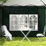 Conjunto de 2 Paredes Laterais para Tendas de 3x3m e 3x6m Paredes Laterais com Janelas Transparentes 293x193cm Verde Escuro