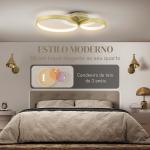 Candeeiro de Teto LED 40W Candeeiro Moderno com Iluminação LED 3000K/4000K/6500K 59x38x7,4 cm Dourado